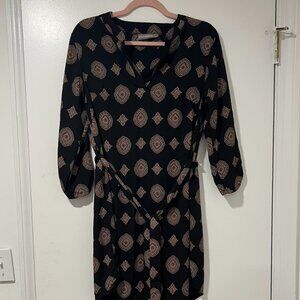 addie mini tie dress boho 3/4 sleeve little black dress Medium